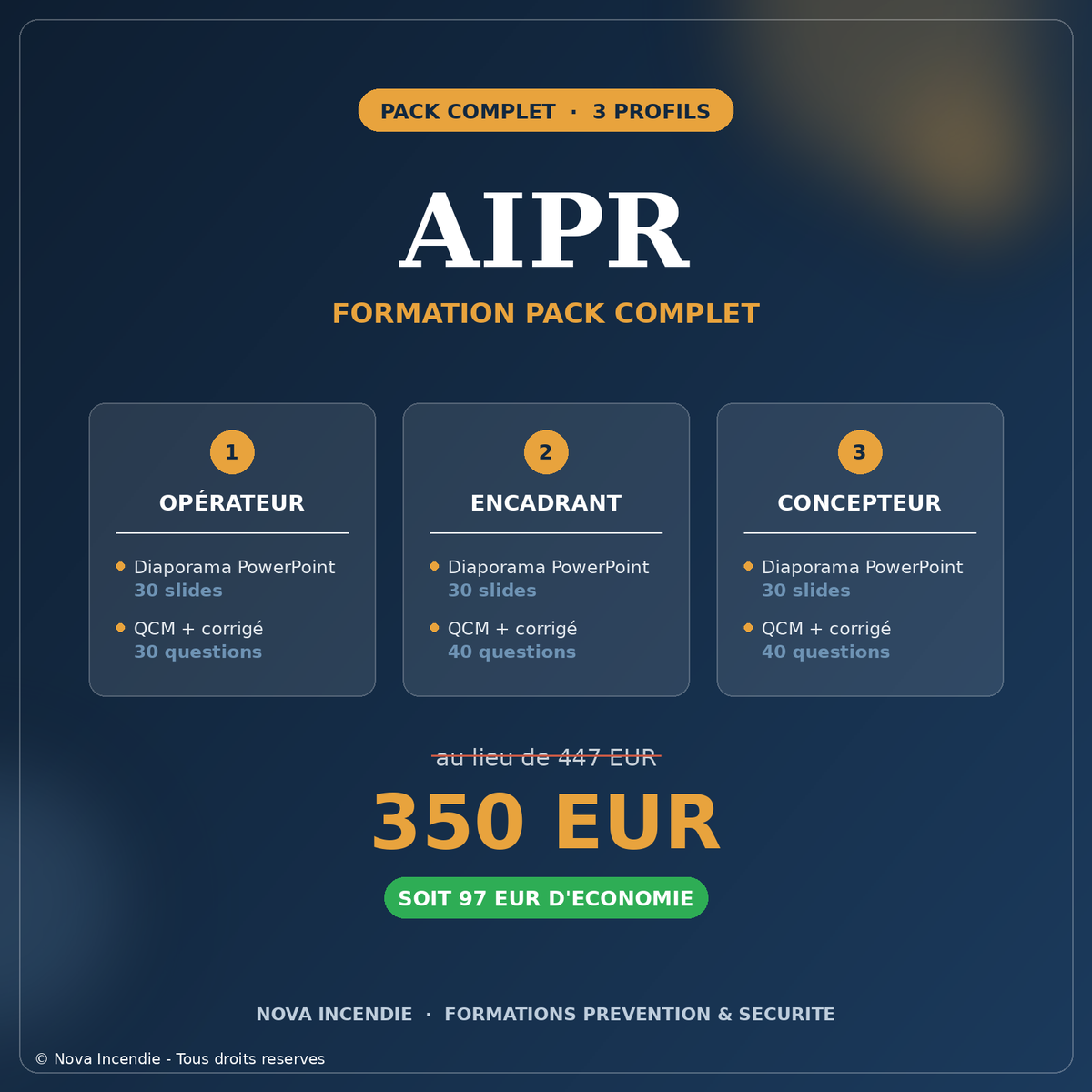 Pack Complet Formation AIPR – 3 Diaporamas PowerPoint + 3 QCM (Opérateur, Encadrant, Concepteur)