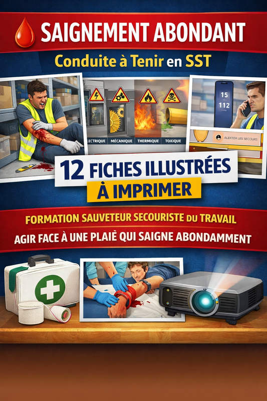 Saignement Abondant – 12 Fiches Secourisme à Imprimer | Conduite à Tenir Face à une plaie qui saigne abondamment