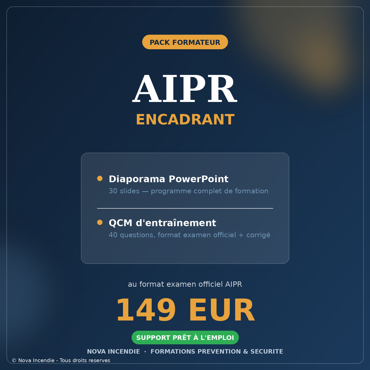 Pack Formation AIPR Encadrant – Diaporama PowerPoint + QCM 40 Questions