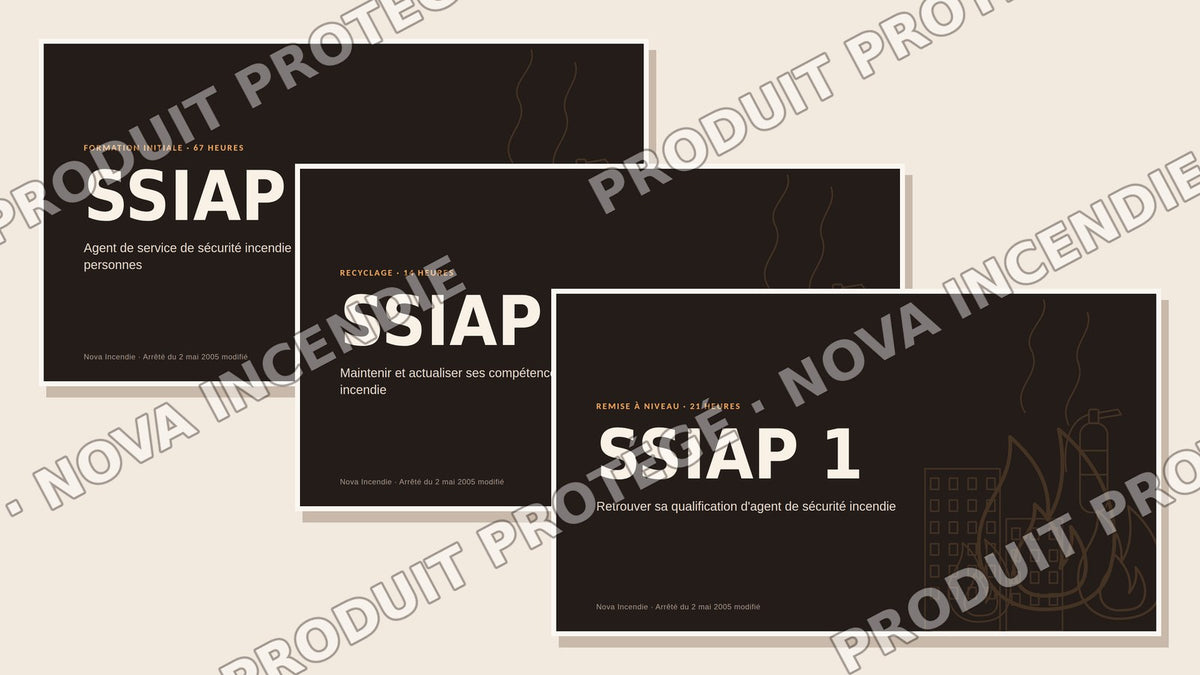 Pack SSIAP 1 complet – Formation initiale + Recyclage + Remise à niveau (3 diaporamas PowerPoint)