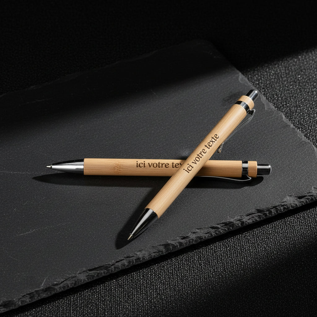 Stylo-bille en bambou gravé au laser