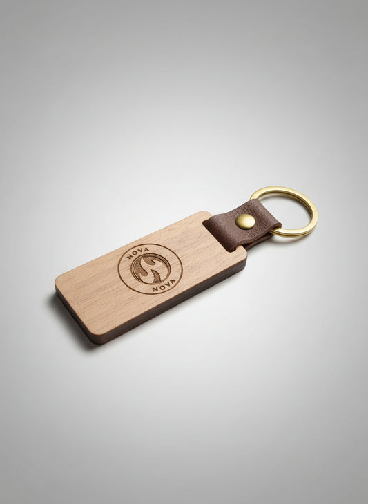 Porte-clé en bois personnalisé gravé au laser – Cadeau & objet publicitaire